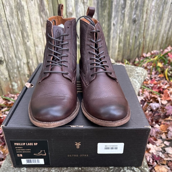 Frye Men’s Phillip Lace Up Work Boots (Dark Brown) - Size 11M (NWT) - Picture 2 of 15
